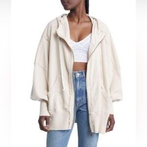 NWT Free People Camden Oversize Cotton Hoodie in summer khaki. Size Med

34 PTP